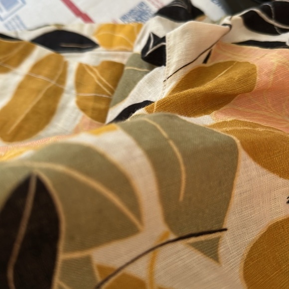 Rachel Zoe Linen Shorts Floral Hawaiian Print Comfy Elastic Waist Beaded Tie M - Picture 8 of 11